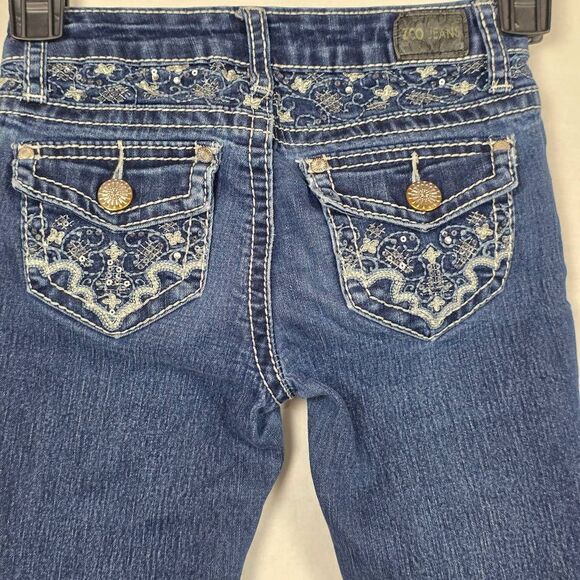 ZCO Girls Jeans Size 8 Bootcut Embroidered Pockets Stretch Denim - Picture 4 of 10